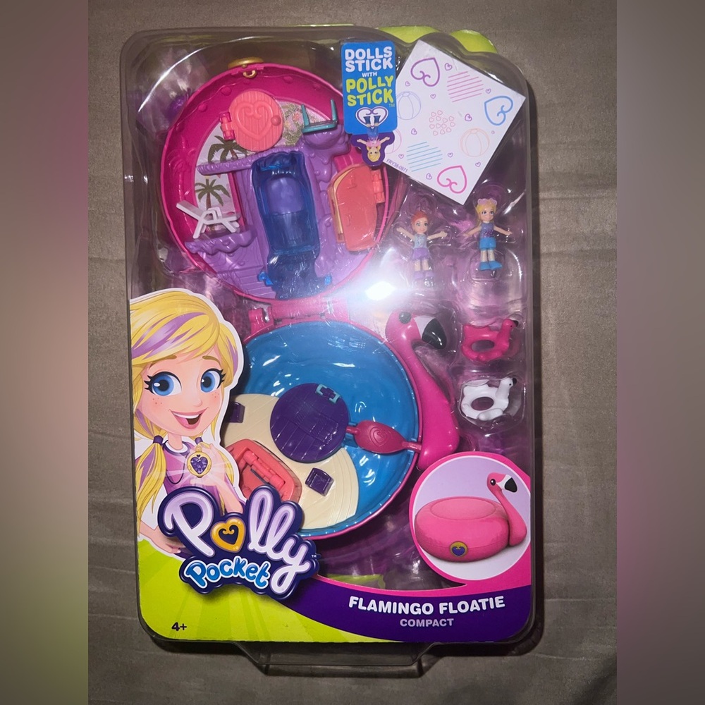 Polly Pocket Flamingo Floatie Compact - Pink and Blue